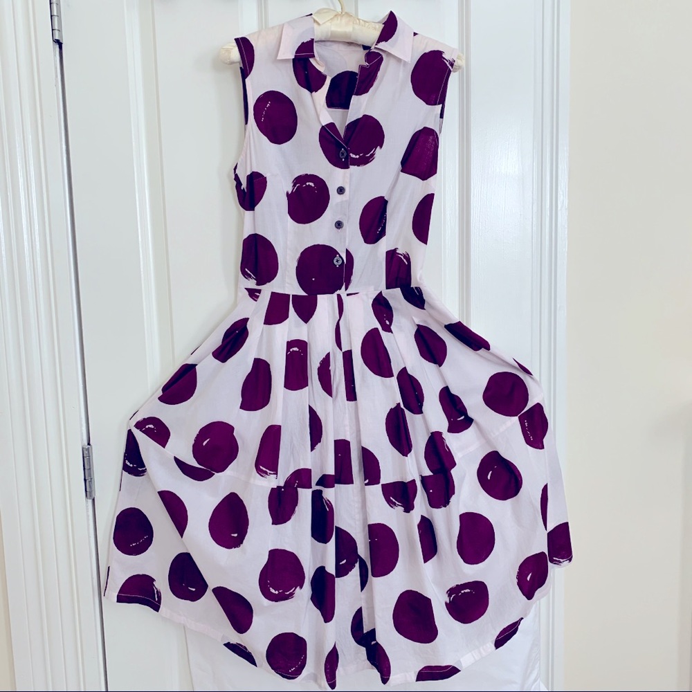 SAMANTHA SUNG Shirt Dress, Aubergine, Cotton Small